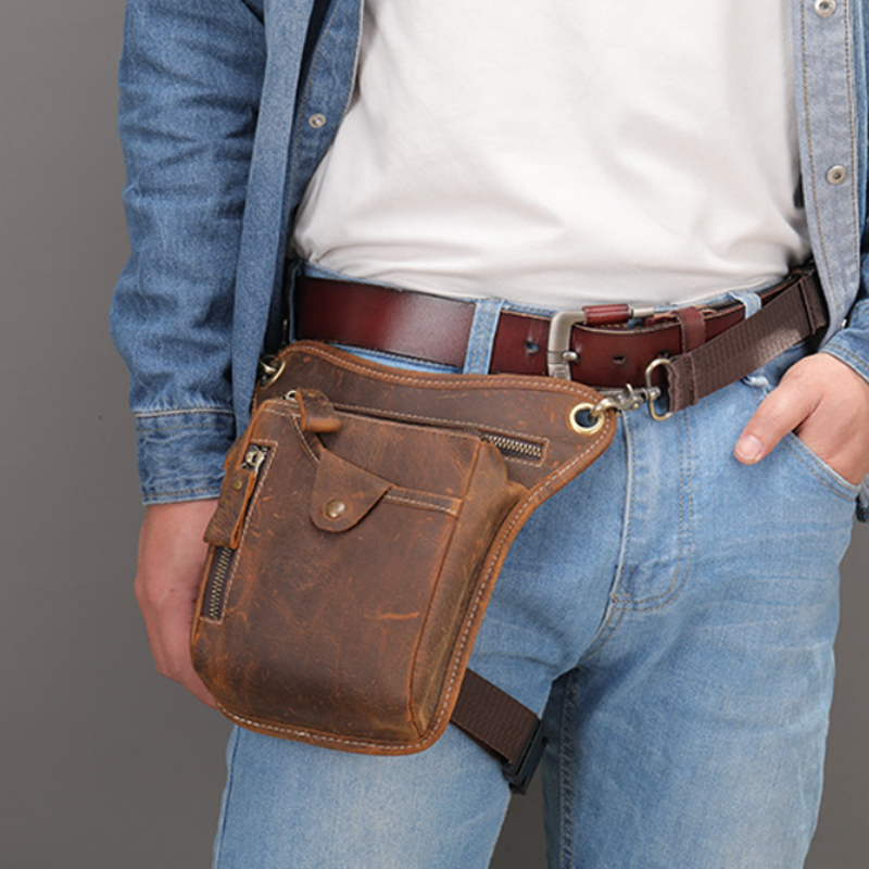 Cycling Commute Bag - Vintage Pu Deri Bel Paketi bacak