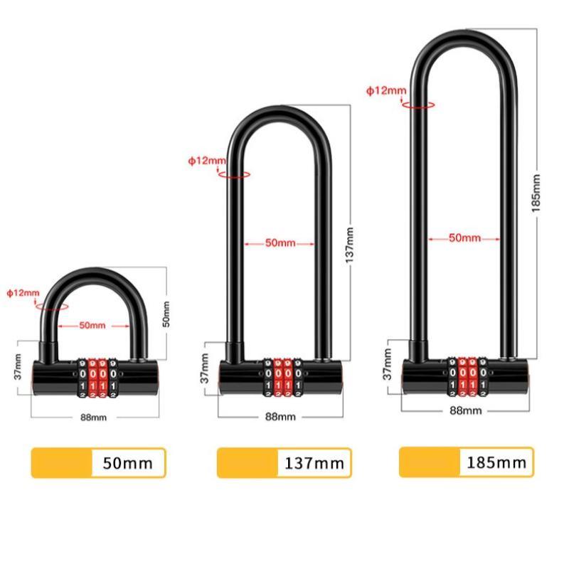 185mm/173mm/50mm Uzatılmış U Ş - Cable Lock Flexible incelemesi ve fiyatı